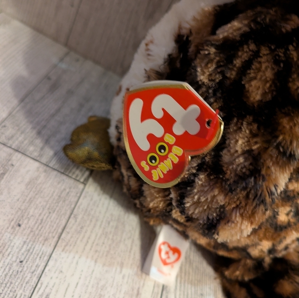 Ty Plush Owl Decor - Brown, Cream, and Gold 9" - Picture 4 of 6